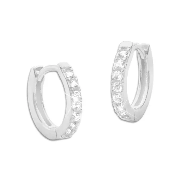 Klapp-creolen|Klapp-creolen|Elfen Schmuck Creolen mit 8 Zirkonia Strass Steinen 925 Silber