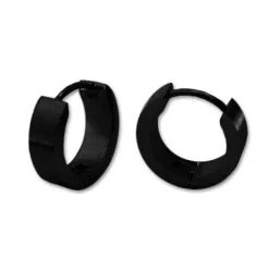 Klapp-creolen|Klapp-creolen|Elfen Schmuck Creolen schwarz Edelstahl glänzend 13 x 4 mm