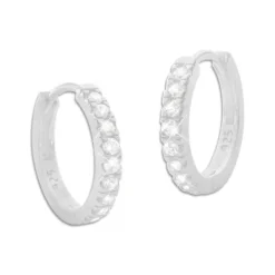 Klapp-creolen|Silber Klapp-Creolen|Elfen Schmuck Damen Creolen mit 9 Zirkonia Strass Steinen 15 mm 925 Silber