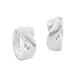 Klapp-creolen|Silber Klapp-Creolen|Elfen Schmuck Damen Design Creolen gekreuzt matt-glänzend 925 Silber