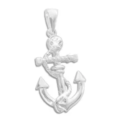Anhänger Für Damen|Silber Anhänger|Elfen Schmuck Damenschmuck Anhänger Anker mit Strass Stein 925 Silber