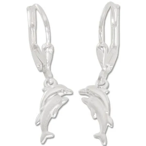 Ohrhänger|Silber Ohrhänger|Elfen Schmuck Delphin Paar Ohrhänger matt-glänzend 925 Silber
