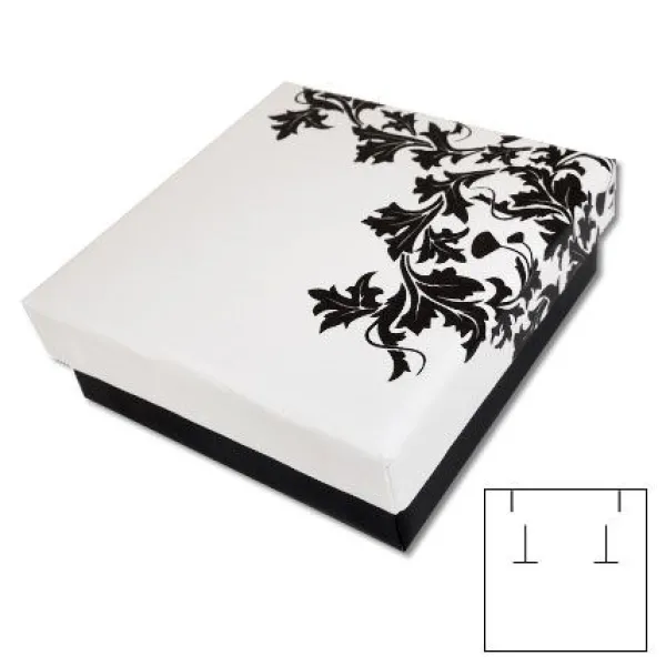 Anhänger Etuis|Ohrring Etuis|Elfen Schmuck Design Schmuckschachtel schwarz-weiß 60 x 60 x 25 mm