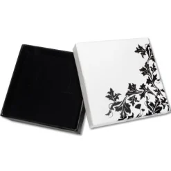 Anhänger Etuis|Ohrring Etuis|Elfen Schmuck Design Schmuckschachtel schwarz-weiß 60 x 60 x 25 mm