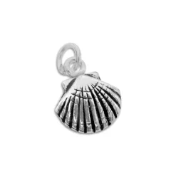 Anhänger Für Damen|Silber Anhänger|Elfen Schmuck 3D Muschel Anhänger doppelseitig geschwärzt 925 Silber