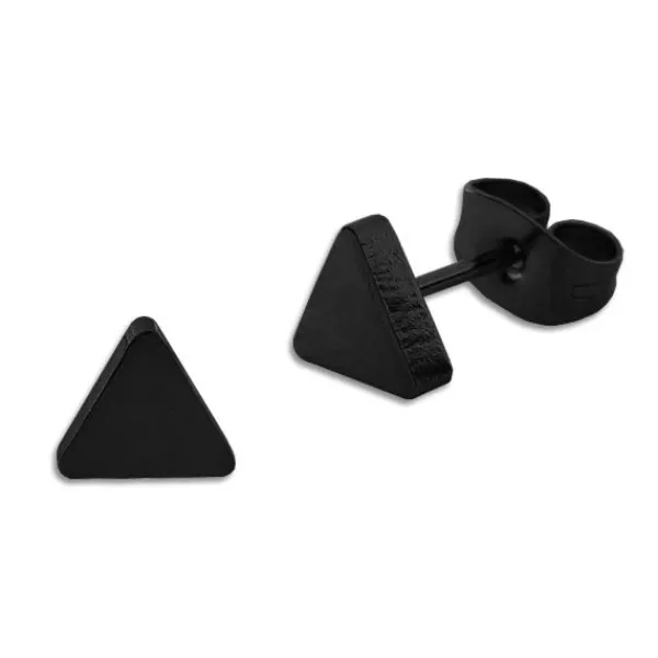 Ohrstecker|Ohrstecker|Elfen Schmuck Dreieckige Ohrstecker Edelstahl schwarz