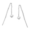 Durchzieher|Silber Durchzieher|Elfen Schmuck Durchzieher Ohrringe mit 3D Herzen 925 Silber