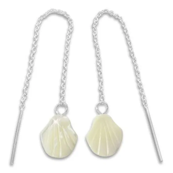 Durchzieher|Silber Durchzieher|Elfen Schmuck Durchzieher Ohrringe mit Perlmutt Muscheln 925 Silber