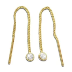 Durchzieher|Elfen Schmuck Durchzieher Ohrringe mit Zirkonia 333 Gold