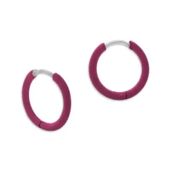 Klapp-creolen|Klapp-Creolen|Elfen Schmuck Edelstahl Creolen 16 x 2 mm mit Überzug in beere pink