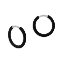 Klapp-creolen|Klapp-creolen|Elfen Schmuck Edelstahl Creolen 16 x 2 mm mit Überzug in schwarz