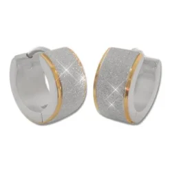 Klapp-creolen|Klapp-creolen|Elfen Schmuck Edelstahl Klapp-Creolen bicolor eismatt 13 x 7 mm