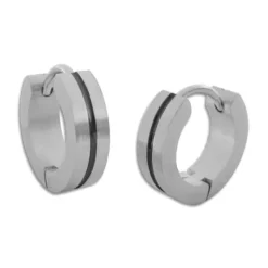 Klapp-creolen|Klapp-Creolen|Elfen Schmuck Edelstahl Klapp-Creolen mattiert mit schwarzer Rille 13 mm