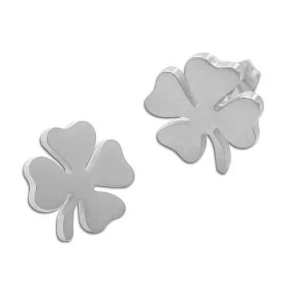 Ohrstecker|Ohrstecker|Elfen Schmuck Edelstahl Ohrringe große Kleeblätter silber