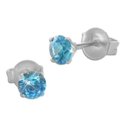 Ohrstecker|Ohrstecker|Elfen Schmuck Edelstahl Ohrringe mit runden Strass Steinen in aqua blau 4 mm