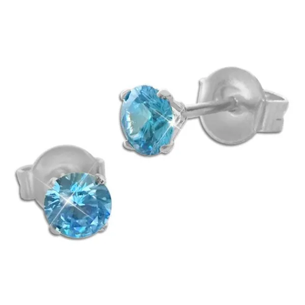 Ohrstecker|Ohrstecker|Elfen Schmuck Edelstahl Ohrringe mit runden Strass Steinen in aqua blau 4 mm