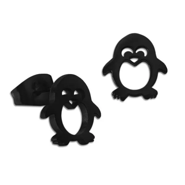 Ohrstecker|Ohrstecker|Elfen Schmuck Edelstahl Ohrringe Ohrstecker Pinguin schwarz