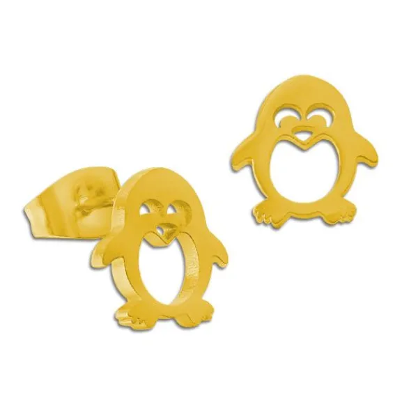Ohrstecker|Ohrstecker|Elfen Schmuck Edelstahl Ohrringe Ohrstecker Pinguin goldfarben