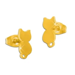 Ohrstecker|Ohrstecker|Elfen Schmuck Edelstahl Ohrstecker Katze goldfarben
