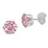 Ohrstecker|Ohrstecker|Elfen Schmuck Edelstahl Ohrstecker mit Zirkonia rosa rund 6 mm