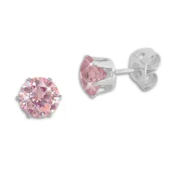 Ohrstecker|Ohrstecker|Elfen Schmuck Edelstahl Ohrstecker mit Zirkonia rosa rund 5 mm