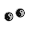 Ohrstecker|Ohrstecker|Elfen Schmuck Edelstahl Ohrstecker rund mit Yin Yang schwarz silber