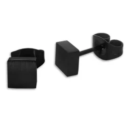 Ohrstecker|Ohrstecker|Elfen Schmuck Edelstahl Ohrstecker Viereck schwarz matt