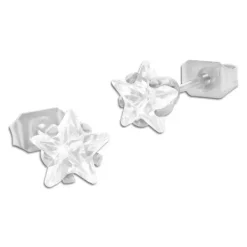 Ohrstecker|Ohrstecker|Elfen Schmuck Edelstahl Ohrstecker weiße Strass Sterne 6 mm