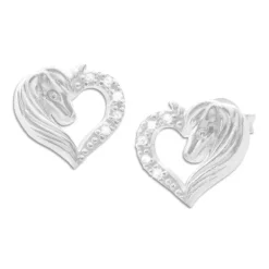 Ohrstecker|Silber Ohrstecker|Elfen Schmuck Einhorn Herz Ohrringe mit Zirkonia Strass Steinen 925 Silber