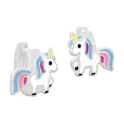 Klapp-creolen|Silber Klapp-Creolen|Elfen Schmuck Einhorn Ohrringe Creolen blau rosa lila 925 Silber