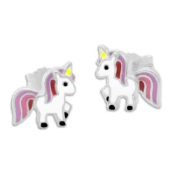 Ohrstecker|Silber Ohrstecker|Elfen Schmuck Einhorn Ohrstecker lila rosa rot 925 Silber