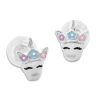 Ohrstecker|Silber Ohrstecker|Elfen Schmuck Einhorn Ohrstecker mit Blumenkranz 925 Silber