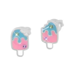 Ohrstecker|Silber Ohrstecker|Elfen Schmuck Eis am Stiel Ohrstecker mit Strass Steinen 925 Silber