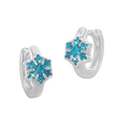 Klapp-creolen|Silber Klapp-Creolen|Elfen Schmuck Eiskristall Creolen für Kinder Glitzer türkis 925 Silber