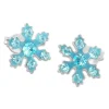 Ohrstecker|Silber Ohrstecker|Elfen Schmuck Eiskristall Ohrstecker aqua blau mit 14 Strass Steinen 925 Silber