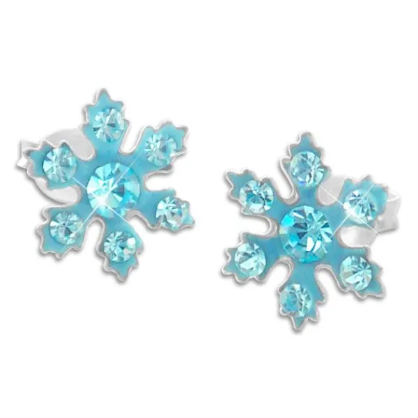 Ohrstecker|Silber Ohrstecker|Elfen Schmuck Eiskristall Ohrstecker aqua blau mit 14 Strass Steinen 925 Silber