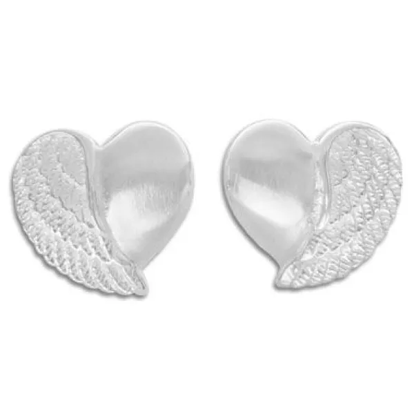 Ohrstecker|Silber Ohrstecker|Elfen Schmuck Engelsflügel Herz Ohrstecker 925 Silber