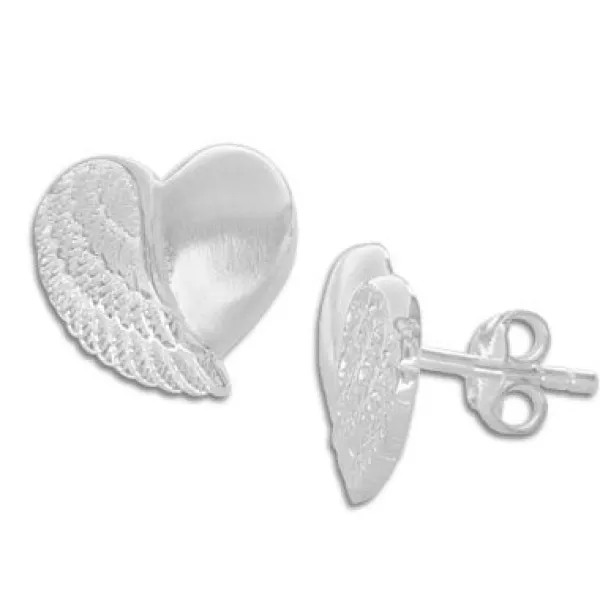 Ohrstecker|Silber Ohrstecker|Elfen Schmuck Engelsflügel Herz Ohrstecker 925 Silber