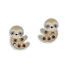 Ohrstecker|Silber Ohrstecker|Elfen Schmuck Faultier Ohrringe mit braunen Kristallen 925 Silber
