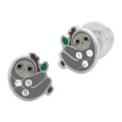 Ohrstecker|Silber Ohrstecker|Elfen Schmuck Faultier Ohrstecker mit Strass Kristallen 925 Silber