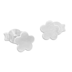 Ohrstecker|Ohrstecker|Elfen Schmuck Flache Ohrstecker matte Blume 925 Silber