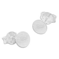 Ohrstecker|Ohrstecker|Elfen Schmuck Flache Ohrstecker rund matt 925 Silber
