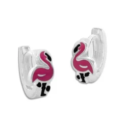 Klapp-creolen|Silber Klapp-Creolen|Elfen Schmuck Flamingo Creolen pink 925 Silber