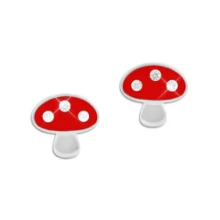 Ohrstecker|Silber Ohrstecker|Elfen Schmuck Fliegenpilz Ohrringe mit Strass Steinen 925 Silber