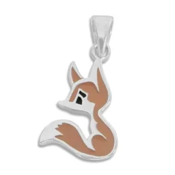 Anhänger Für Kinder|Silber Anhänger|Elfen Schmuck Fuchs Anhänger braun lackiert 925 Silber