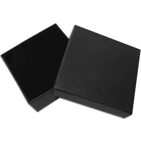 Anhänger Etuis|Ohrring Etuis|Elfen Schmuck Geschenkschachtel für Schmuck schwarz mit Rillen 64 x 64 x 22 mm