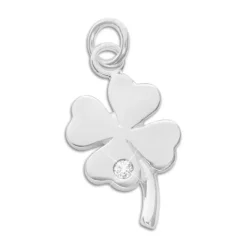 Anhänger Für Damen|Silber Anhänger|Elfen Schmuck Glücksklee Anhänger Kleeblatt mit Zirkonia matt-glänzend 925 Silber