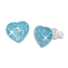 Ohrstecker|Silber Ohrstecker|Elfen Schmuck Glitzernde Herz Ohrstecker für Mädchen hellblau 925 Silber