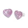 Ohrstecker|Silber Ohrstecker|Elfen Schmuck Glitzer Ohrstecker mit Herzen violett 925 Silber