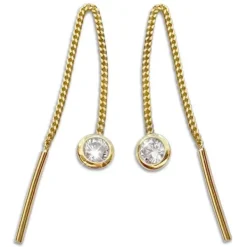 Durchzieher|Elfen Schmuck Gold Ohrringe zum Durchziehen mit Zirkonia 333 Gold